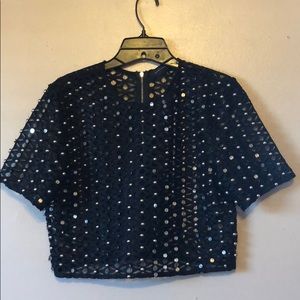 Cropped Black studded Top